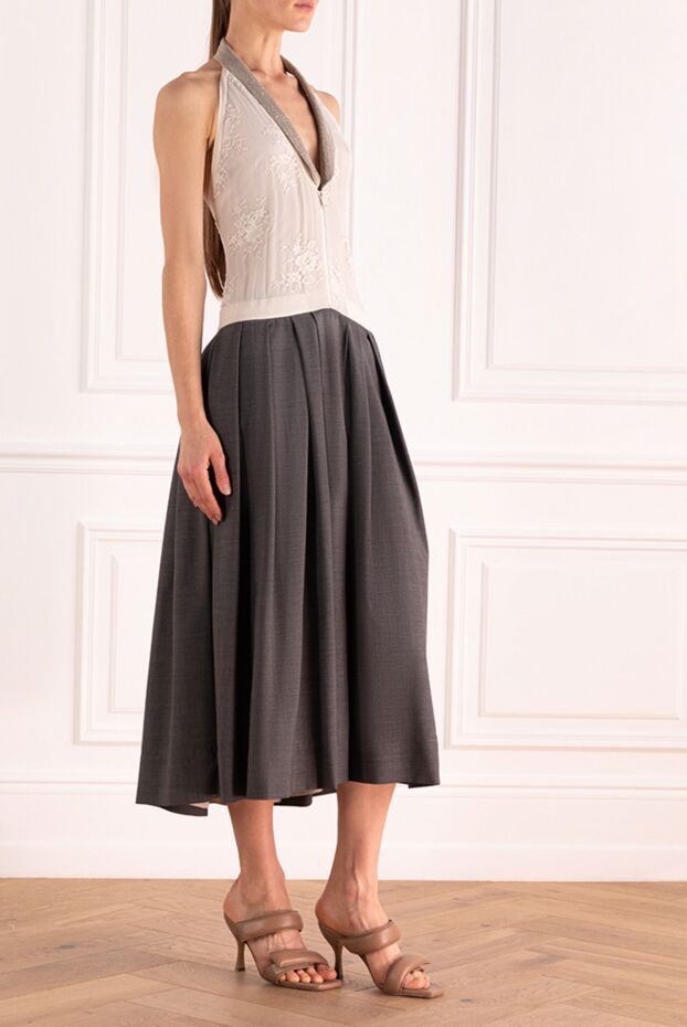 Brunello Cucinelli a combination dress with a lace bodice and a flared gray skirt. 134055 - photo 3