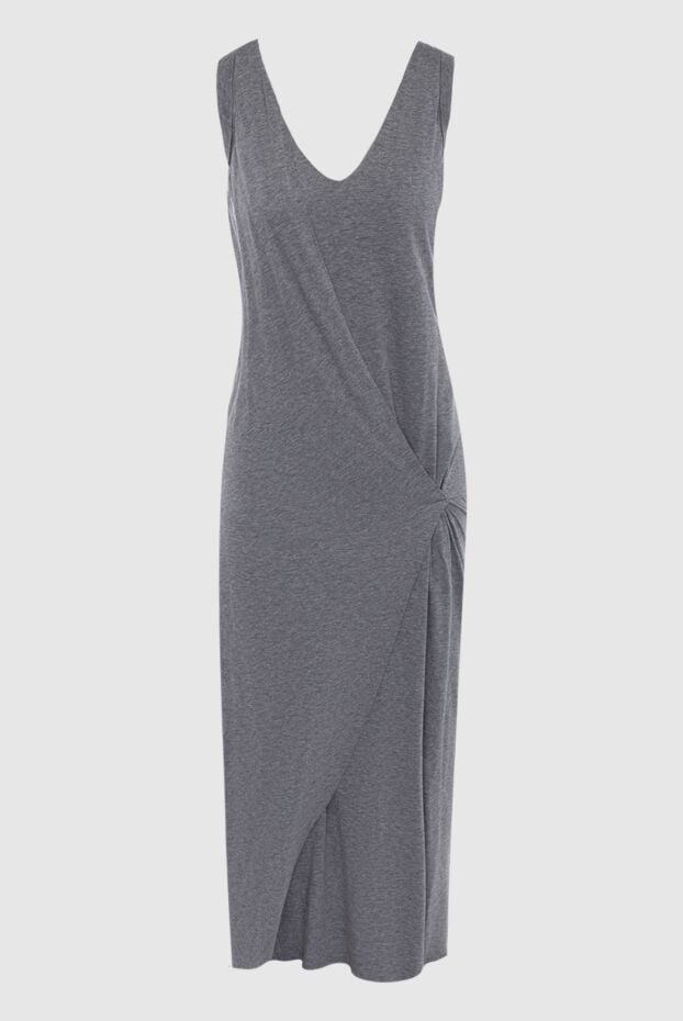 Gray knit maxi dress with off-the-shoulder straps - photo 1