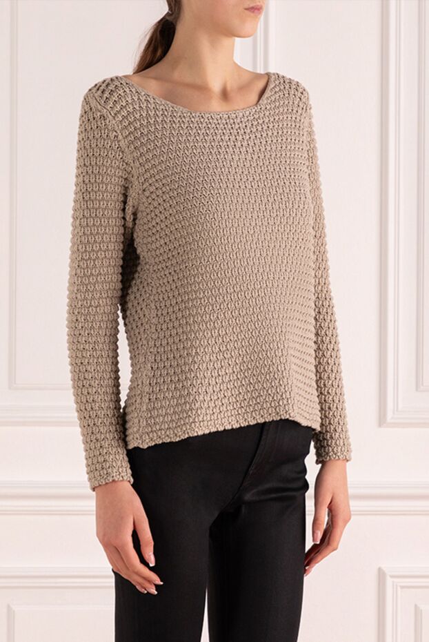 Casheart beige womens cotton jumper with textured knit 134562 - photo 3
