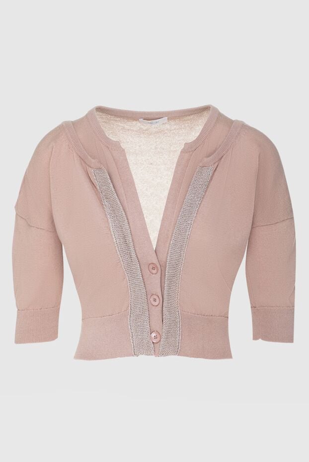 Casheart a cropped women's cardigan in beige and pink with a shimmering textured trim (markdown) 195623 - photo 1
