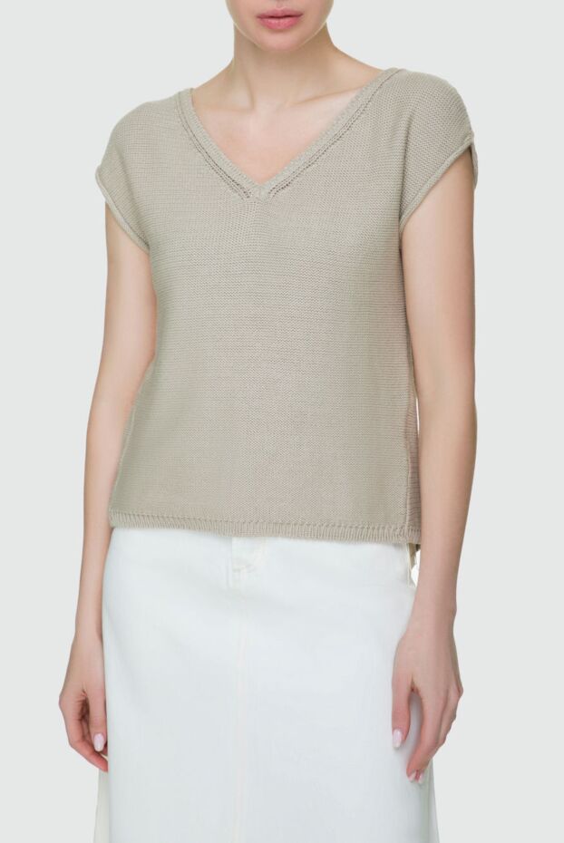 Casheart women's beige cotton top with a v-neck 134594 - photo 3