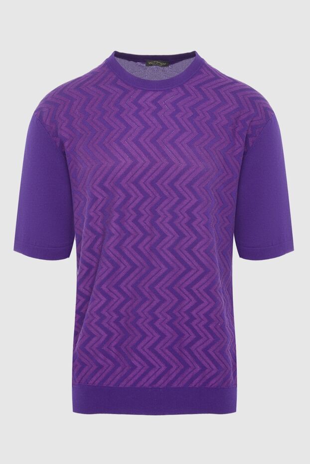 Cesare di Napoli man short sleeve jumper in cotton and wool purple for men buy with prices and photos 134821 - photo 1
