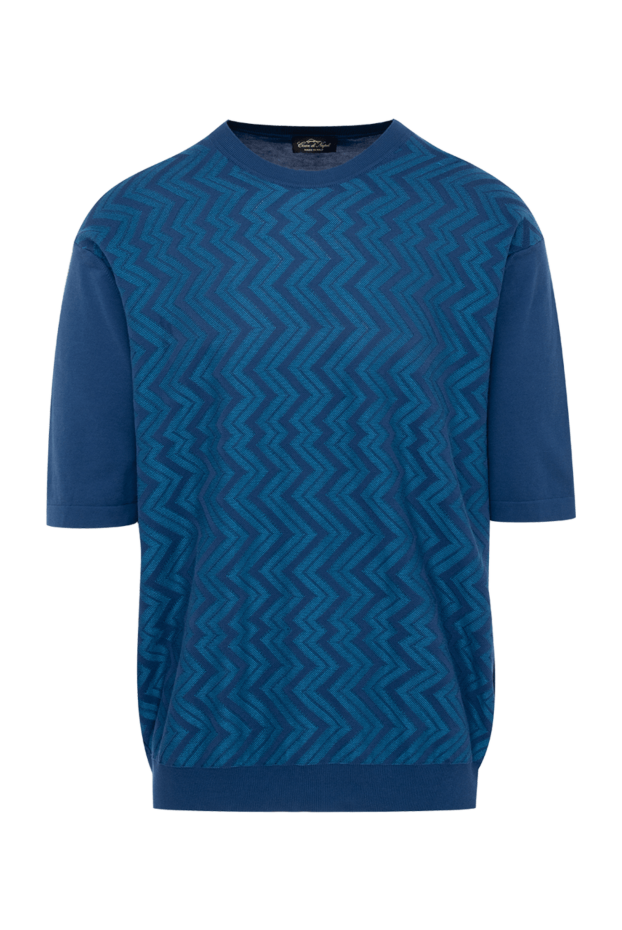 Cesare di Napoli мужские футболка из хлопка и шелка синяя мужская купить с ценами и фото 134824 - фото 1