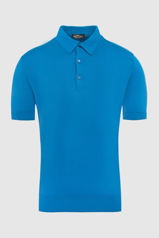 Cesare di Napoli man blue cotton and silk polo shirt for men buy with prices and photos 134844 - photo 1