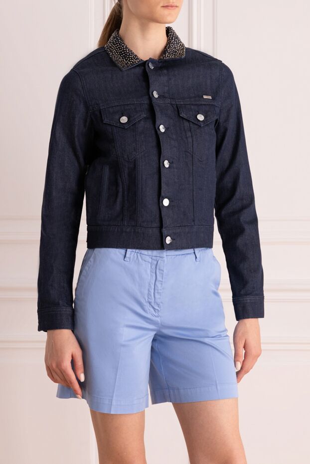 Tramarossa women's cotton denim jacket with crystals on the collar 134916 - photo 3
