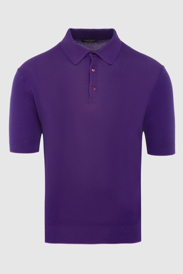 Cesare di Napoli men's textured cotton polo shirt in purple (markdown) 195578 - photo 1