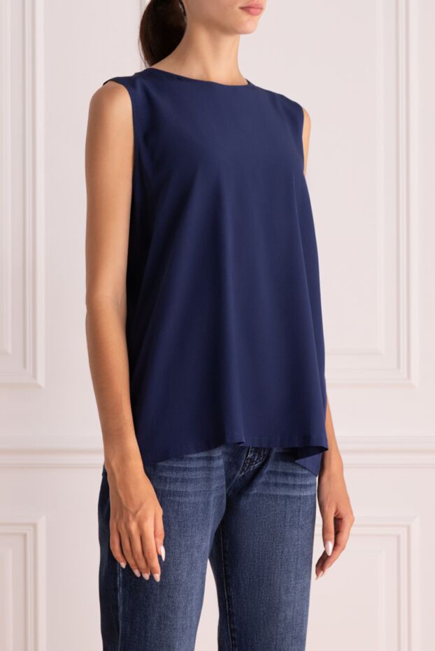 Panicale women's loose-fitting silk blouse blue 135007 - photo 3