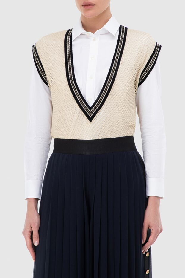 Pashmere beige cotton and silk top for women 135366 - photo 3