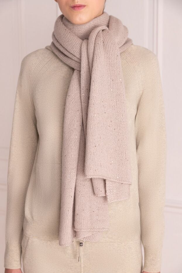 Panicale women's beige classic scarf made of wool 135505 - photo 2