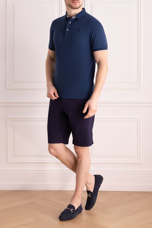 Gran Sasso men's blue textured cotton pique short sleeve polo shirt (markdown) 195477 - photo 2