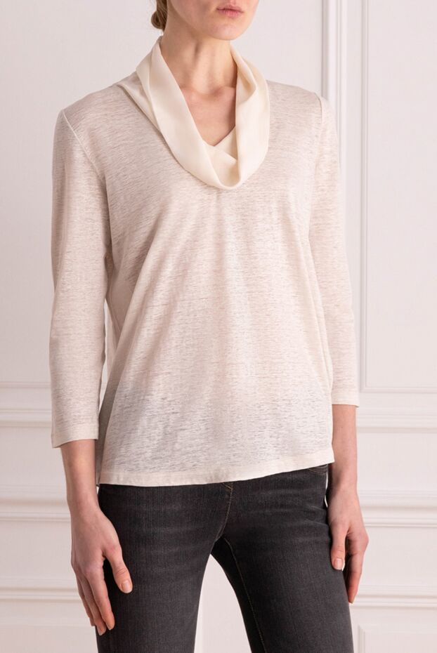Gran Sasso beige linen and silk t-shirt for women 135898 - photo 3