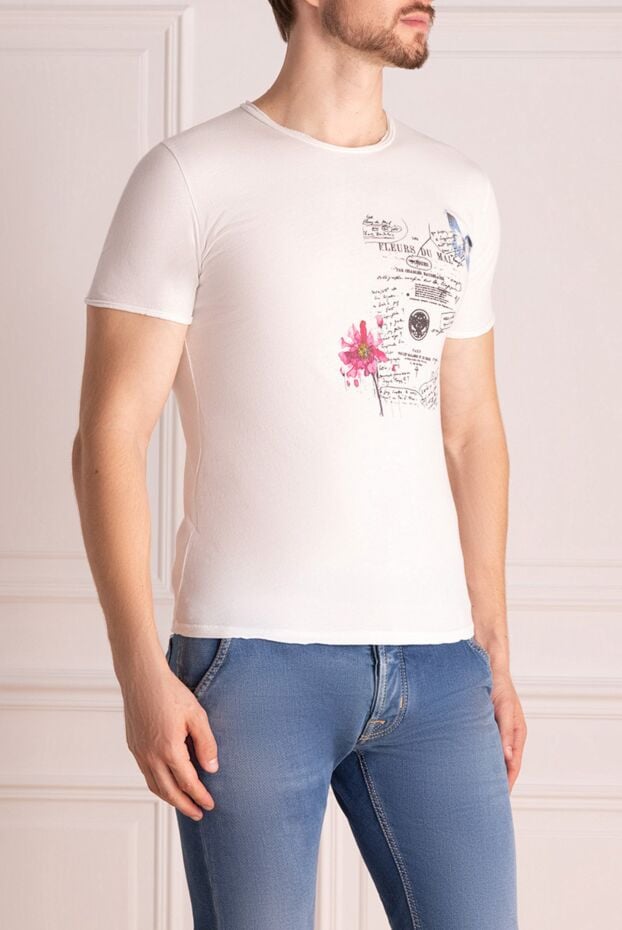 Bisibiglio white cotton t-shirt with a light art print and handwritten text 135987 - photo 3