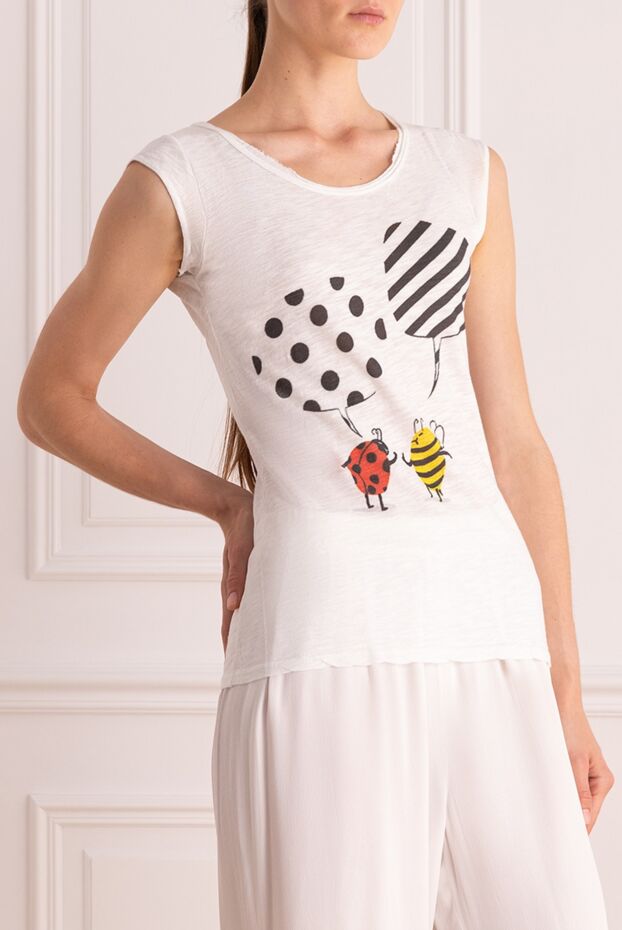 Bisibiglio women's white sleeveless t-shirt with fun print 136003 - photo 3