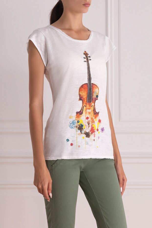 Bisibiglio women's cotton white t-shirt with guitar print 136012 - photo 3