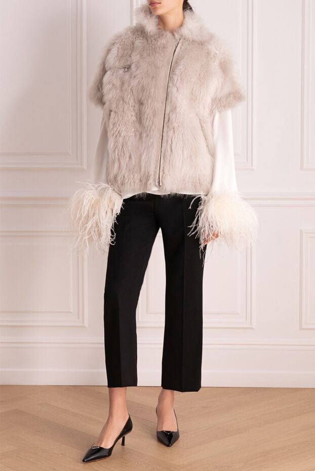 Jacket made of cashmere goat fur beige for women - photo 2