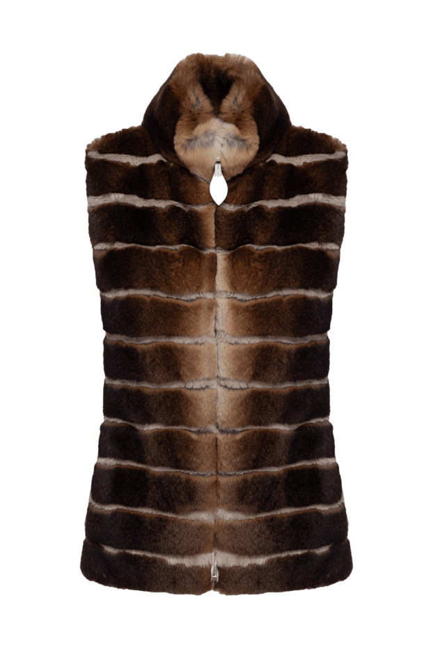 Gallotti brown women's rabbit fur and polyamide vest 136650 - photo 1