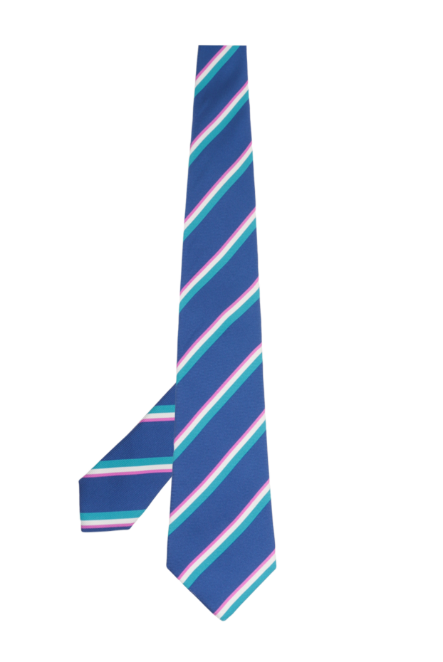 Kiton silk tie with diagonal stripes in blue and turquoise tones 136768 - photo 3