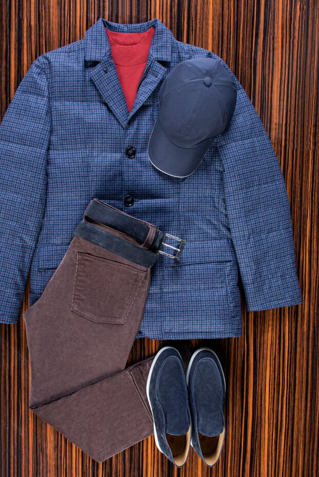 Men's down jacket made of wool and cashmere in the format of a buttoned jacket - photo 2