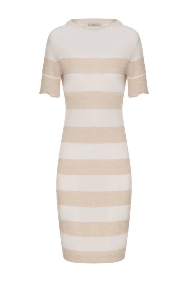 Casheart beige womens cashmere dress with short sleeves 136798 - photo 1