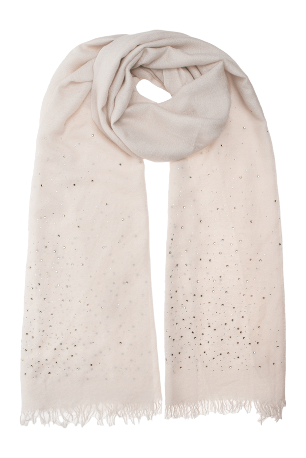 Casheart white women's scarf with decorative stones and fringe 136821 - photo 1