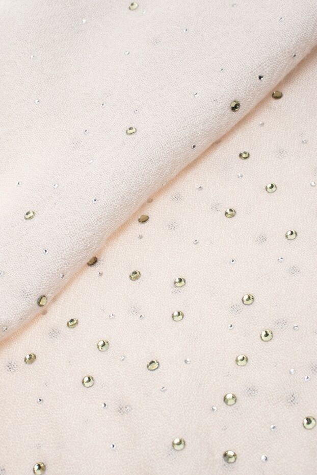 Casheart white women's scarf with decorative stones and fringe 136821 - photo 3