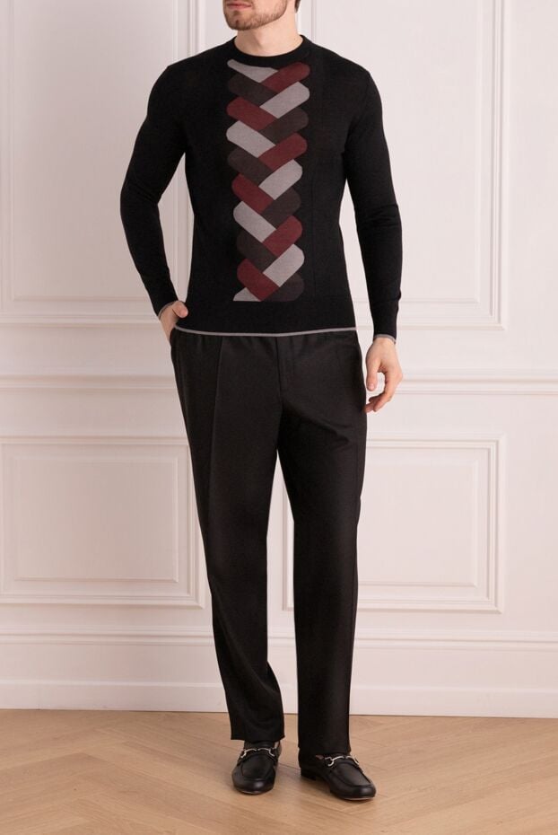 Massimo Sforza men's cashmere and silk jumper with a graphic pattern in the center 137032 - photo 2