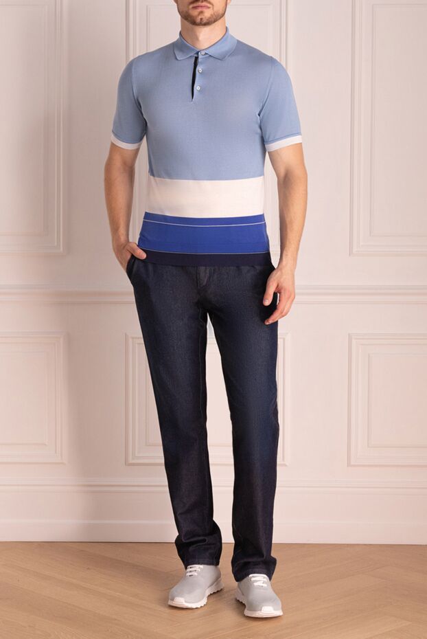 Massimo Sforza blue cotton and silk polo for men 137040 - photo 2