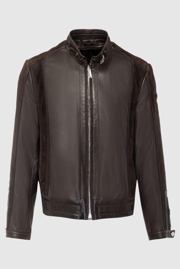 Massimo Sforza men's brown leather jacket with a collar on a strap 137073 - photo 1