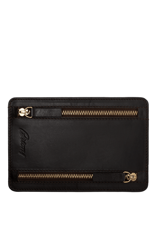 Brioni black leather cardholder with contrasting zipper fastenings for men 137155 - photo 1
