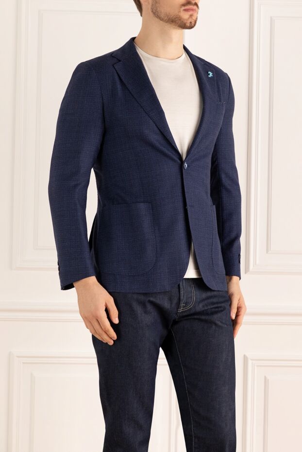 Tombolini men's blue wool jacket with a soft texture and a slight sheen 137427 - photo 3