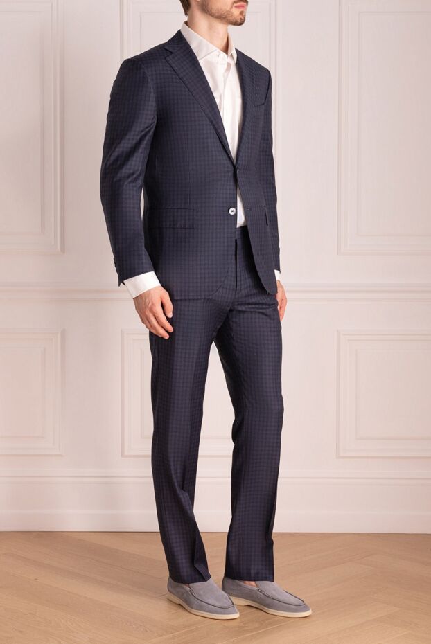 Corneliani mens wool black suit in fine shadow check 137509 - photo 3