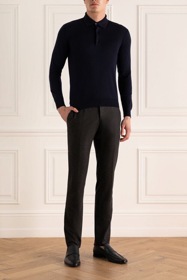 Cesare di Napoli man men's black wool and cashmere trousers buy with prices and photos 137732 - photo 2