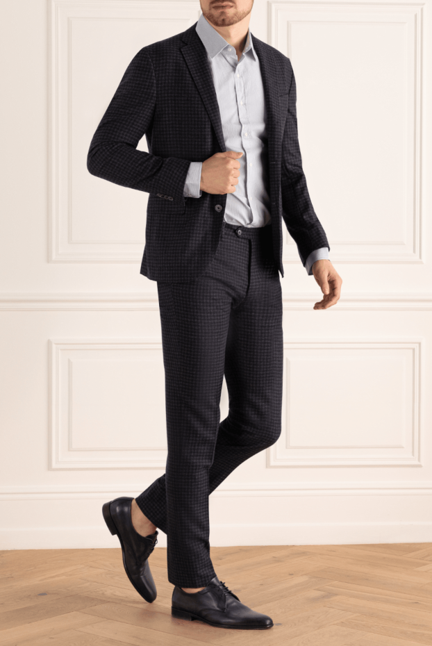 Mens wool black checkered suit - photo 2