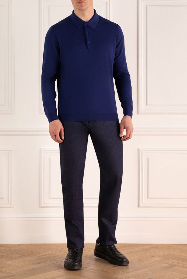 Cesare di Napoli man wool long sleeve polo blue for men buy with prices and photos 137951 - photo 2