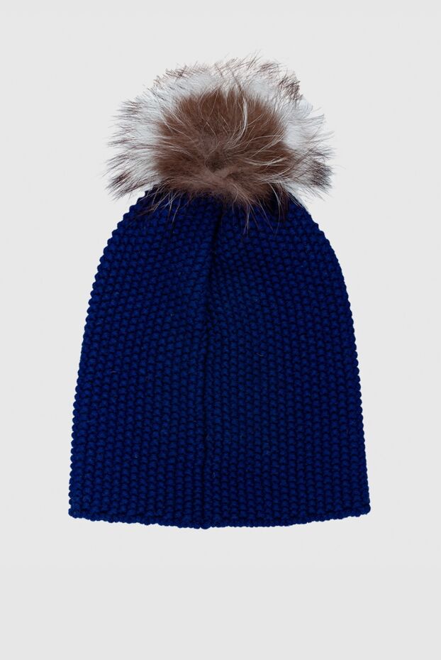 Panicale dark blue women's hat with fur pompom 138027 - photo 3