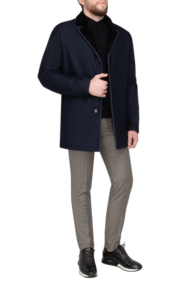 Enrico Mandelli black wool and cashmere coat for men 138166 - photo 2