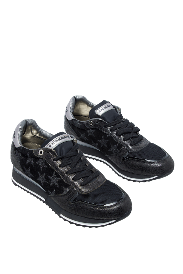 D`Acquasparta women's leather sneakers with star print black 138211 - photo 2