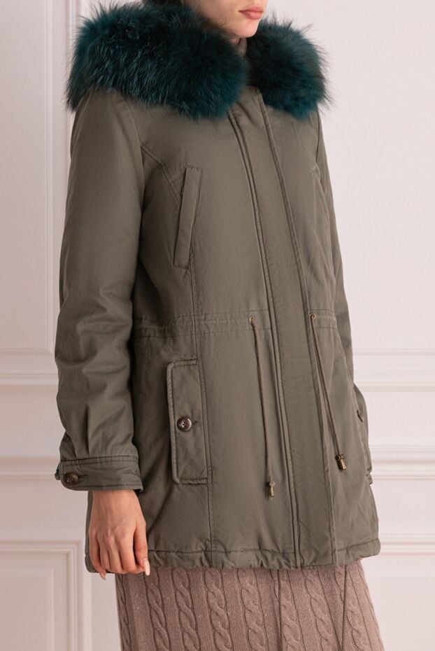 Alessandra Chamonix women's cotton parka with voluminous emerald fur 138249 - photo 3
