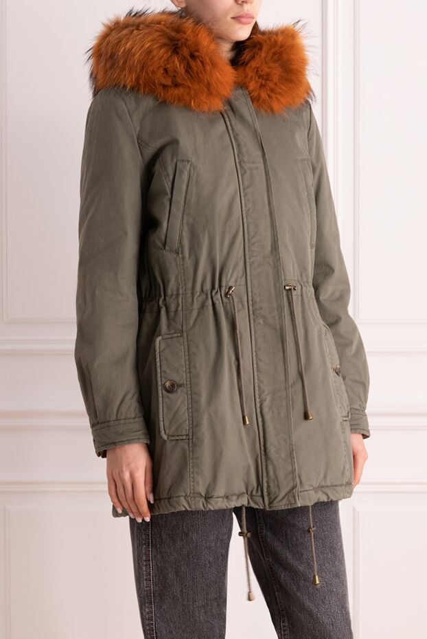 Alessandra Chamonix khaki cotton parka with red fur hood 138252 - photo 3