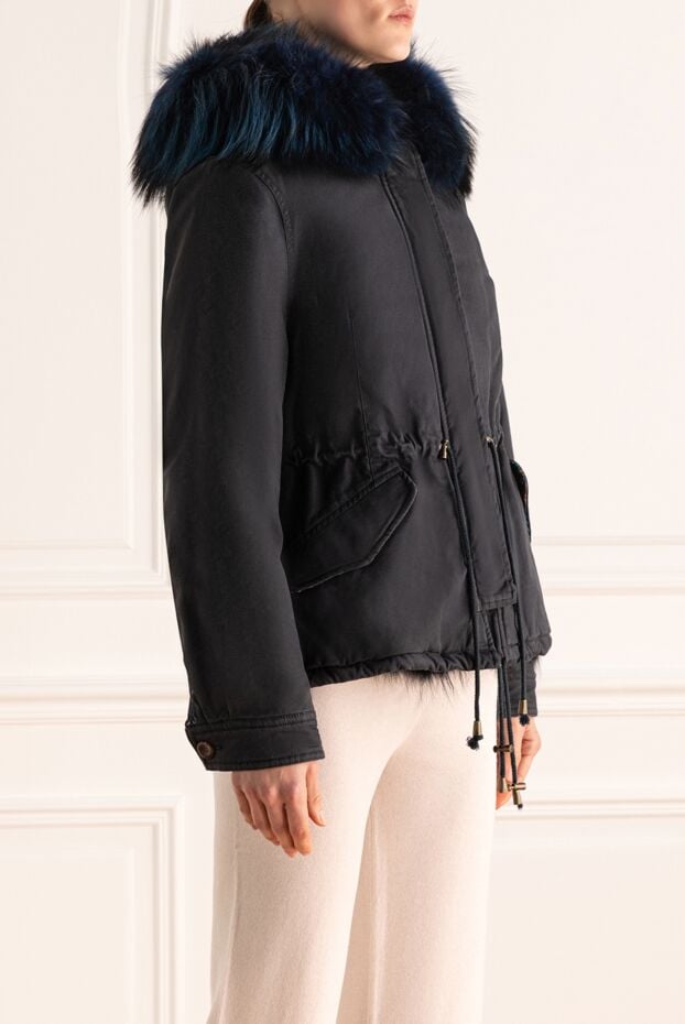 Alessandra Chamonix blue cotton and natural fur parka for women 138261 - photo 3