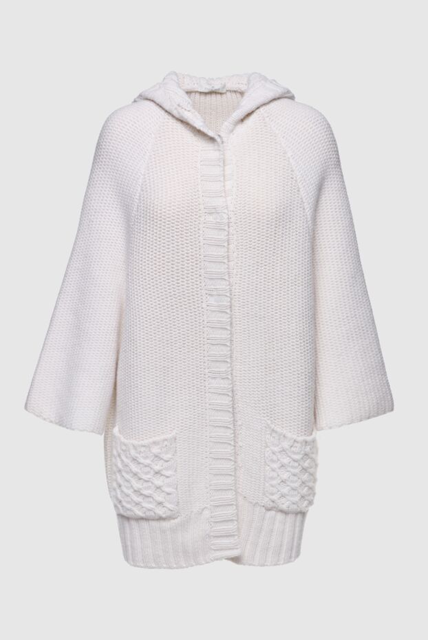 Panicale white womens button-up cardigan with a hood 138354 - photo 1