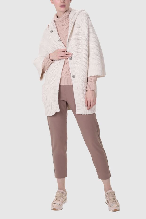 Panicale white womens button-up cardigan with a hood 138354 - photo 2