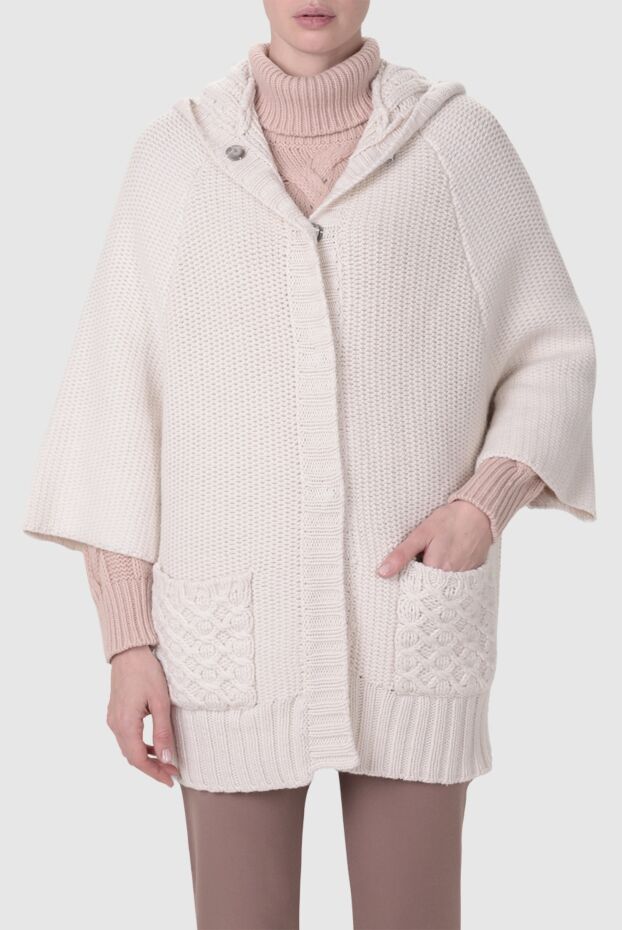 Panicale white womens button-up cardigan with a hood 138354 - photo 3