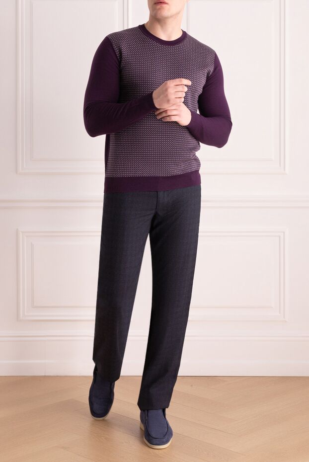 Cesare di Napoli man wool, cashmere and silk jumper purple for men buy with prices and photos 138429 - photo 2
