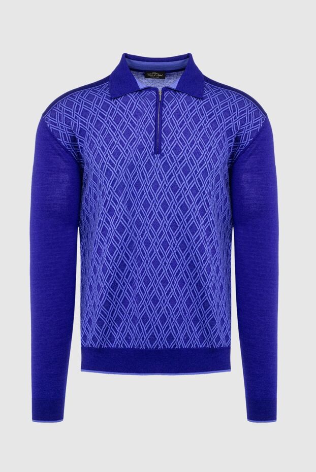 Cesare di Napoli man men's long sleeve polo made of wool, silk and cashmere, purple buy with prices and photos 138470 - photo 1
