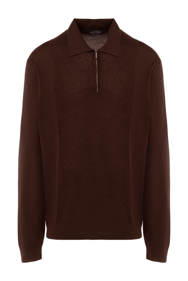 Cesare di Napoli man wool, silk and cashmere long sleeve polo brown for men buy with prices and photos 138483 - photo 1