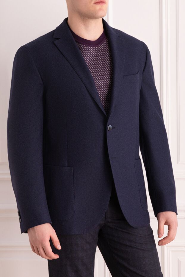 Lubiam blue wool and polyamide jacket for men 138508 - photo 3