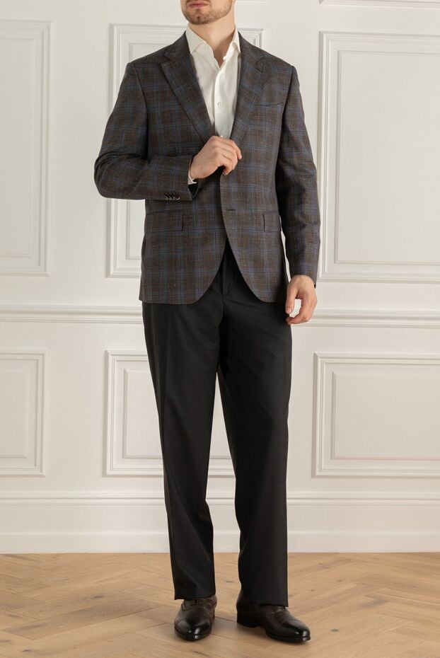 Lubiam brown wool jacket with blue check and a classic fit 138525 - photo 2