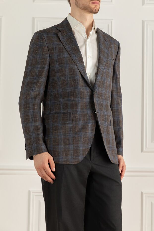 Lubiam brown wool jacket with blue check and a classic fit 138525 - photo 3