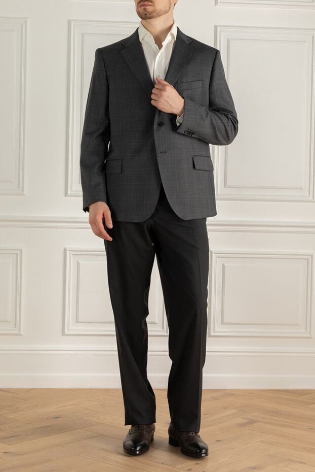 Lubiam dark grey wool jacket with a subtle micro-pattern and a straight fit 138528 - photo 2